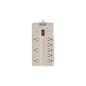 Tripp Lite by Eaton Protect It! 8-Outlet Surge Protector 8 ft. Cord with Right-Angle Plug 1440 Joules Diagnostic LEDs Light Gray Housing