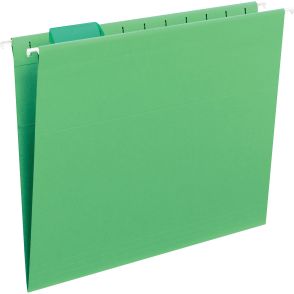 Smead Colored 1/5 Tab Cut Letter Recycled Hanging Folder - Green