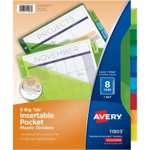 Avery® Big Tab Insertable Plastic Dividers w/Pockets