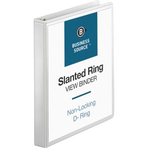 Business Source Basic D-Ring View Binder, 1" White