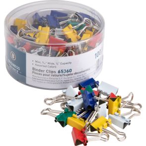 Business Source Colored Fold-back Binder Clips, Mini - 100/Pack