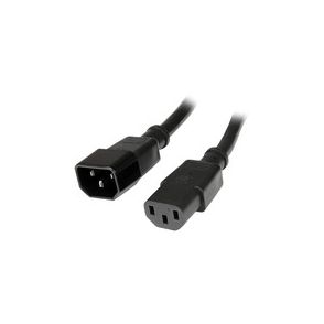 StarTech.com 10ft (3m) Heavy Duty Extension Cord, IEC C14 to IEC C13 Black Extension Cord, 15A 125V, 14AWG, Heavy Gauge Power Cable