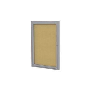 Ghent 1 Door Enclosed Natural Cork Bulletin Board with Satin Frame