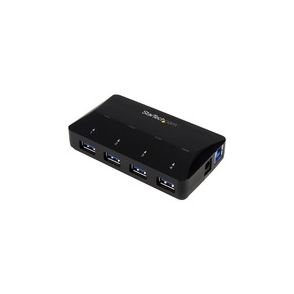 StarTech.com 4-Port USB 3.0 Hub plus Dedicated Charging Port - 5Gbps - 1 x 2.4A Port - Desktop USB Hub and Fast-Charging Station