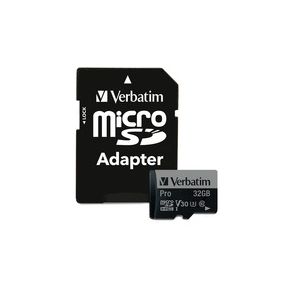 Verbatim 32GB Pro 600X microSDHC Memory Card with Adapter, UHS-I U3 Class 10