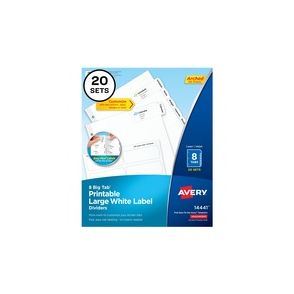 Avery Big Tab Printable Large White Dividers with Easy Peel, 8 Tabs