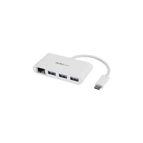 StarTech.com 3 Port USB C Hub with Gigabit Ethernet - USB-C to 3x USB-A - USB 3.0 - White - USB Hub with GbE - USB-C to USB Adapter - USB Type C Hub