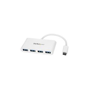 StarTech.com 4 Port USB C Hub with 4x USB-A (USB 3.0 SuperSpeed 5Gbps) - USB Bus Powered - Portable/Laptop USB Type-C Adapter Hub - White