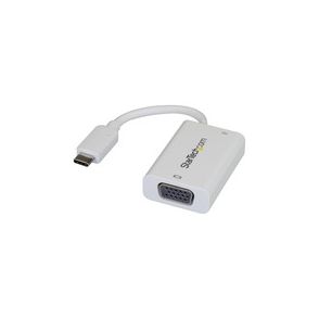 StarTech.com USB C to VGA Adapter with 60W Power Delivery Pass-Through - 1080p USB Type-C to VGA Video Converter w/ Charging - White