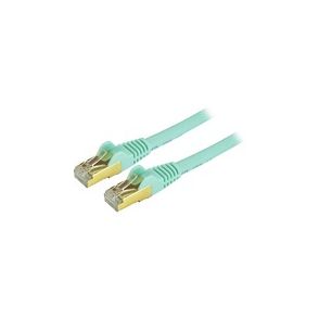 StarTech.com 10ft CAT6a Ethernet Cable - 10 Gigabit Category 6a Shielded Snagless 100W PoE Patch Cord - 10GbE Aqua UL Certified Wiring/TIA