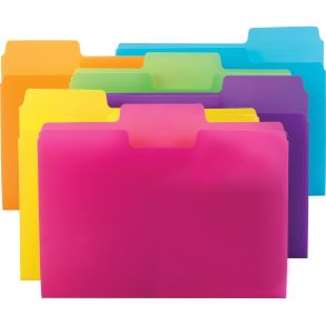 Smead SuperTab Poly 1/3 Tab Cut Letter Top Tab File Folders, Assorted