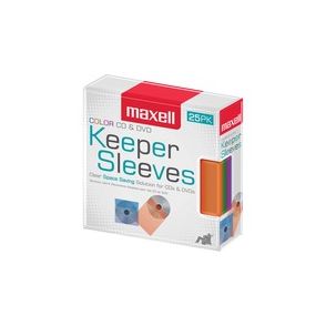 Maxell CD/DVD Keeper Sleeves - Color (25 Pack)