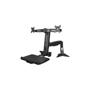 StarTech.com Sit Stand Dual Monitor Arm - Desk Mount Standing Computer Workstation 24" Displays - Adjustable Stand Up Arm w/ Keyboard Tray