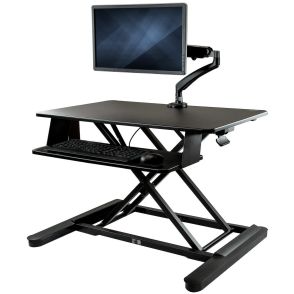 StarTech.com Sit-Stand Desk Converter with Monitor Arm - Up to 26" Monitor - 35 Wide Work Surface - Height Adjustable Standing Desk Converter