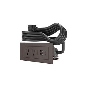 C2G Wiremold Radiant Furniture Power Center (2) Outlet (2) USB, Brown