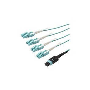 StarTech.com 1m (3ft) MTP(F)/PC to 4x LC/PC Duplex Breakout OM3 Multimode Fiber Optic Cable, OFNP, 40G, 8F Type-A