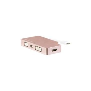 StarTech.com USB C Multiport Video Adapter 4K/1080p - USB Type C to HDMI, VGA, DVI or Mini DisplayPort Monitor Adapter - Rose Gold