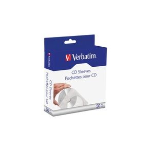 Verbatim CD/DVD Paper Sleeves with Clear Window - 50pk Box