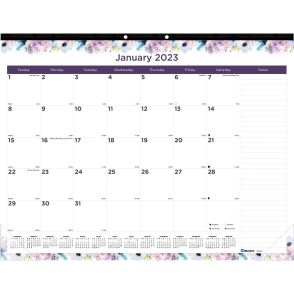 Blueline Passion Floral Desk Pad Calendar