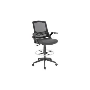 Boss Black Flip Arm Mesh Drafting Stool