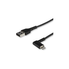 StarTech.com 2m USB A to Lightning Cable iPhone iPad Durable Right Angled 90 Degree Black Charger Cord w/Aramid Fiber Apple MFI Certified