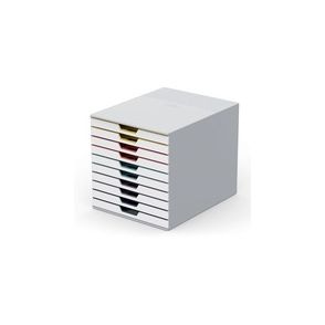 DURABLE VARICOLOR MIX 10 Drawer Desktop Storage Box, White/Multicolor