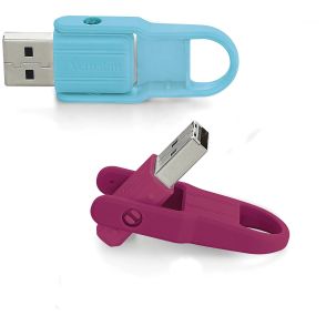 16GB Store 'n' Flip USB Flash Drive - 2pk- Berry, Blue