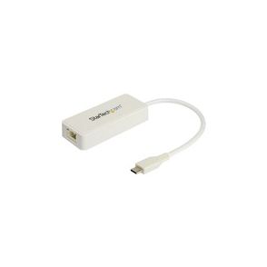 StarTech.com USB C to Gigabit Ethernet Adapter with USB A Port - White 1Gbps NIC USB 3.0/3.1 Type C to RJ45 Port/LAN Network Adapter TB3