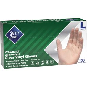 Safety Zone Powder Free Clear Vinyl Gloves