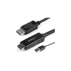 StarTech.com 6ft (2m) HDMI to DisplayPort Cable 4K 30Hz - Active HDMI 1.4 to DP 1.2 Adapter Cable with Audio - USB Powered Video Converter