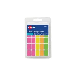 Avery Removable Labels, 1/2" x 3/4" , Neon, 525 Total (6721)