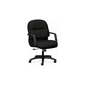HON Pillow-Soft Mid-Back Chair | Center-Tilt | Fixed Arms | Black Fabric