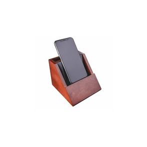 Dacasso Walnut & Leather Desktop Cell Phone Holder