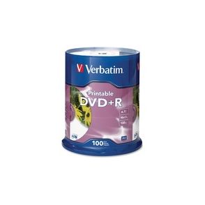 Verbatim DVD+R 4.7GB 16X White Inkjet Printable - 100pk Spindle