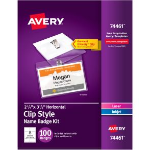 Avery® Laser, Inkjet Laser/Inkjet Badge Insert - White