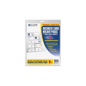 C-Line Business Card Holder Pages with Index Tabs for Ring Binders, Poly
