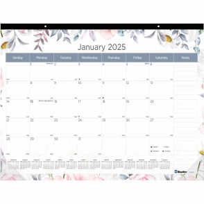 Blueline Passion Floral Desk Pad Calendar