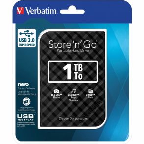 Verbatim 1TB Store 'n' Go Portable Hard Drive, USB 3.0 - Diamond Black