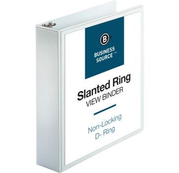 Business Source Basic D-Ring White View Binders