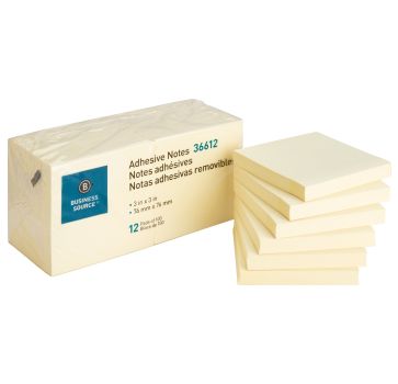 Business Source Yellow Repositionable Adhesive Notes