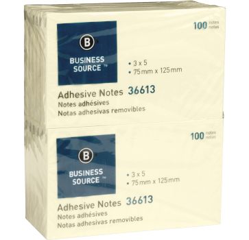 Business Source Yellow Repositionable Adhesive Notes