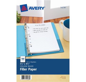 Avery Filler paper for 3-Ring/7-Ring Mini Binders