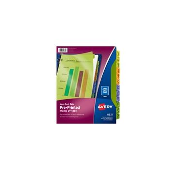 Avery Preprinted Monthly Tabs Plastic Dividers